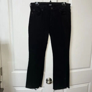 Hudson Black Mid Rise  Cropped Mia 5 Pocket Flare Leg Jeans Womens 30"‎